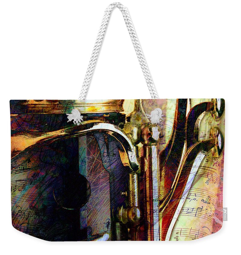 Clarinet Weekender Tote Bag featuring the digital art Music by Barbara Berney