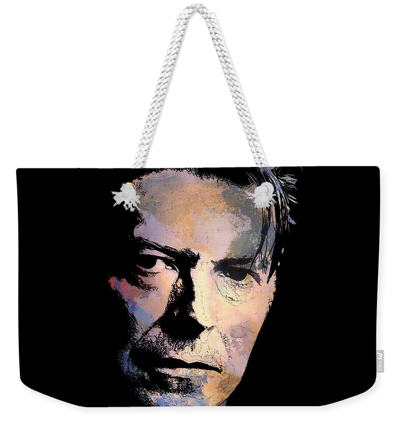 David Weekender Tote Bag featuring the painting Music legend. by Andrzej Szczerski