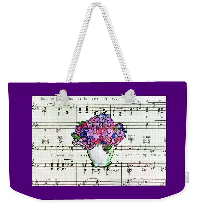 Floral Weekender Tote Bag featuring the mixed media Musical Flora by Tracey Lee Cassin