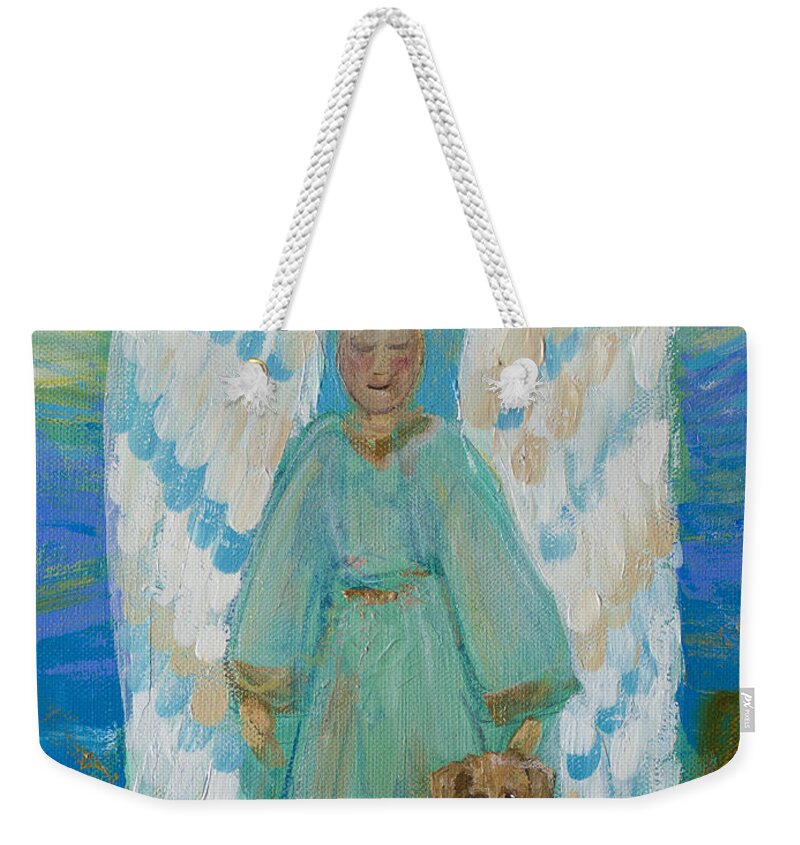 Angel Weekender Tote Bag featuring the painting My Angels by Robin Pedrero