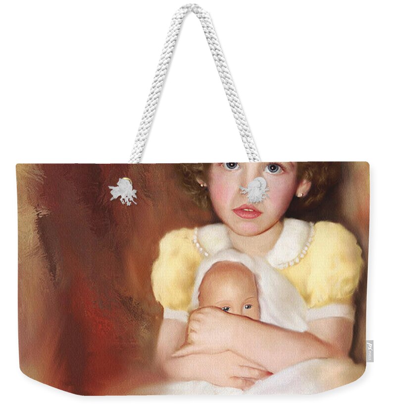Child Weekender Tote Bag featuring the photograph My dolly by Bonnie Willis