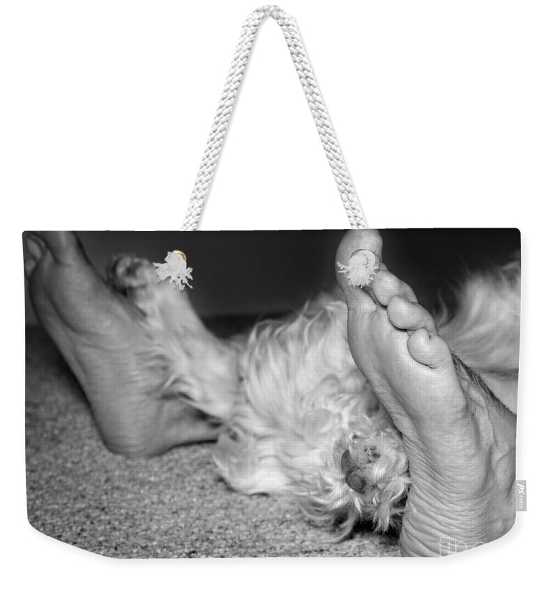 My Favorite Feet Weekender Tote Bag featuring the photograph My Favorite Feet by Jemmy Archer