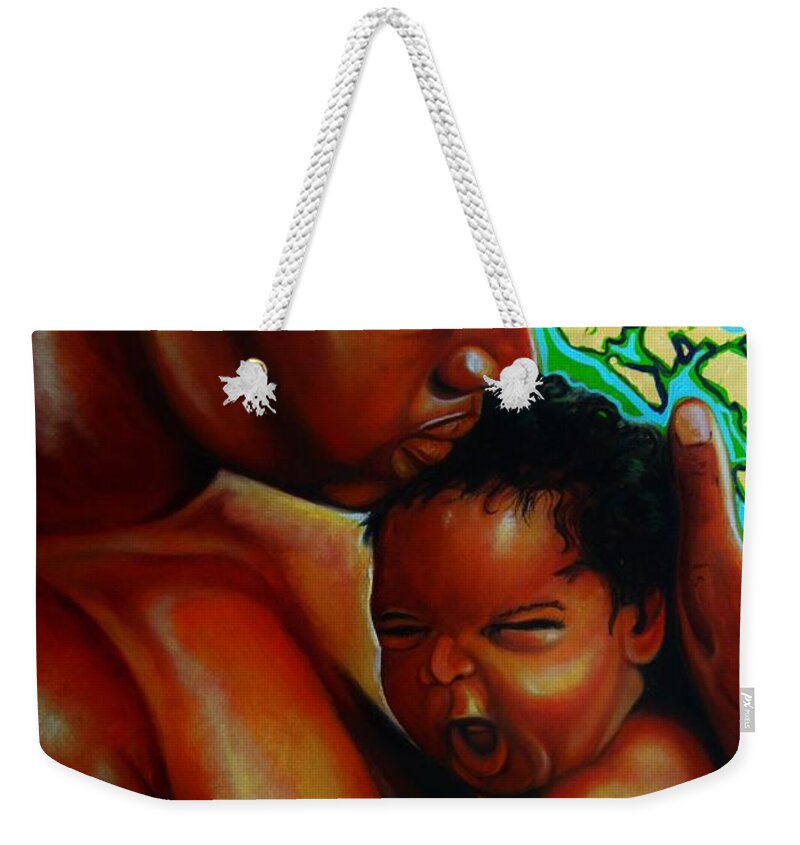 African American Art Weekender Tote Bag featuring the painting My First Born by Emery Franklin