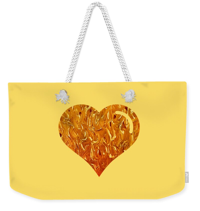 Heart Weekender Tote Bag featuring the digital art My Heart Is On Fire by Rachel Hannah