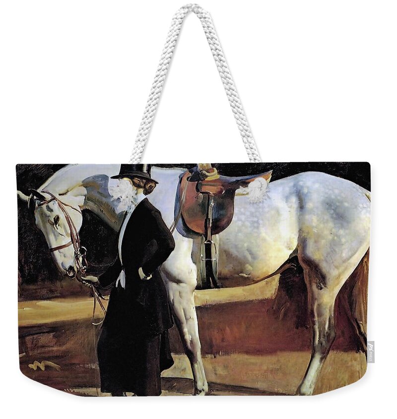 Alfred James Munnings Weekender Tote Bag featuring the painting My Horse is my Friend by Alfred James Munnings
