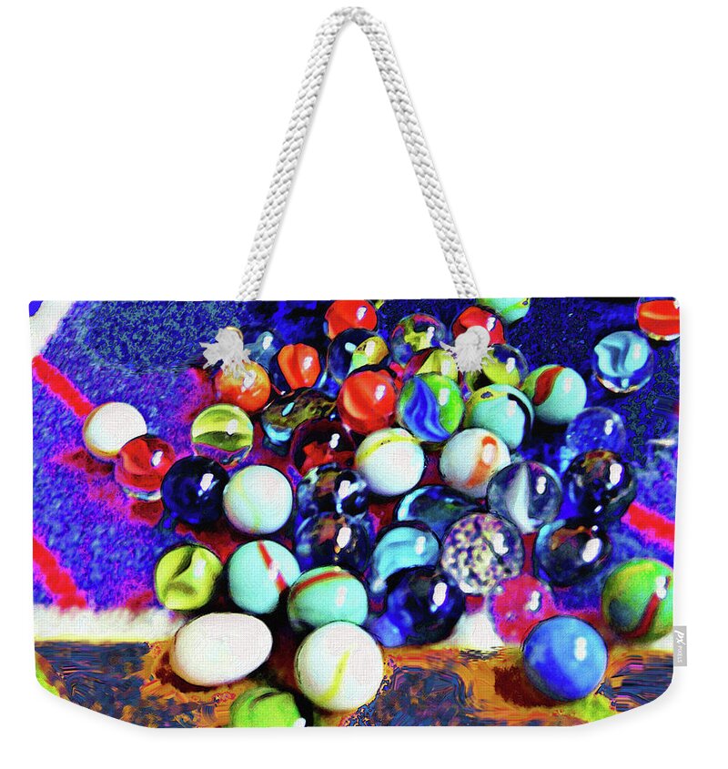 Toy Weekender Tote Bag featuring the mixed media My Marbels by Carla Dreams