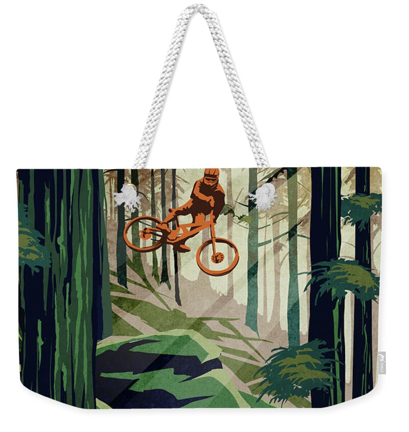 Mountain Bike Weekender Tote Bag featuring the painting My Therapy by Sassan Filsoof
