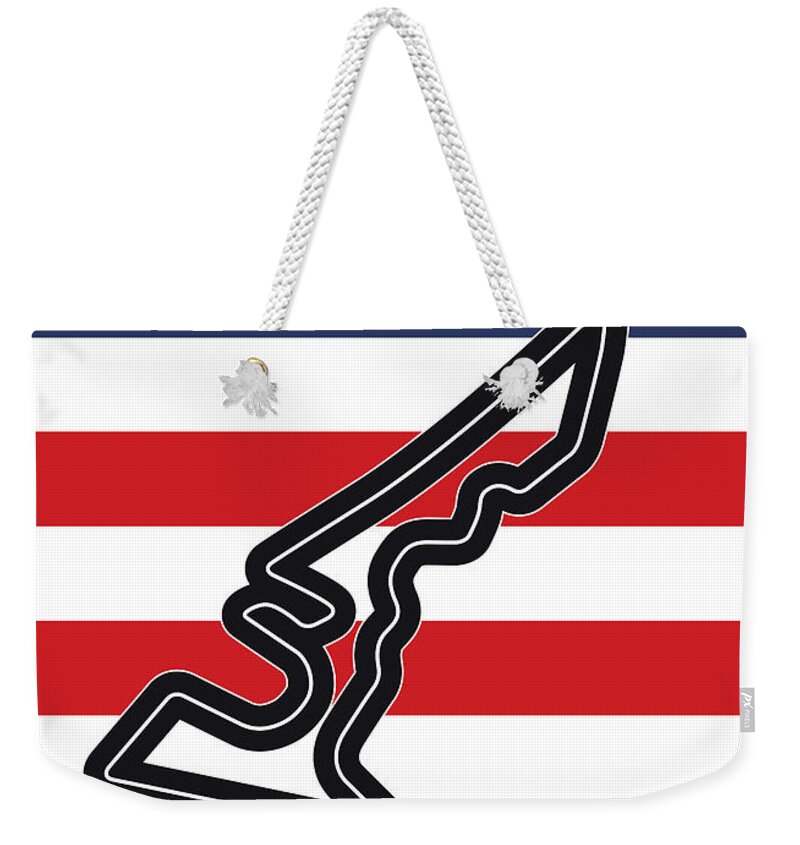 United States Of The Americas Elroy Weekender Tote Bag featuring the digital art My United States Grand Prix Minimal Poster by Chungkong Art
