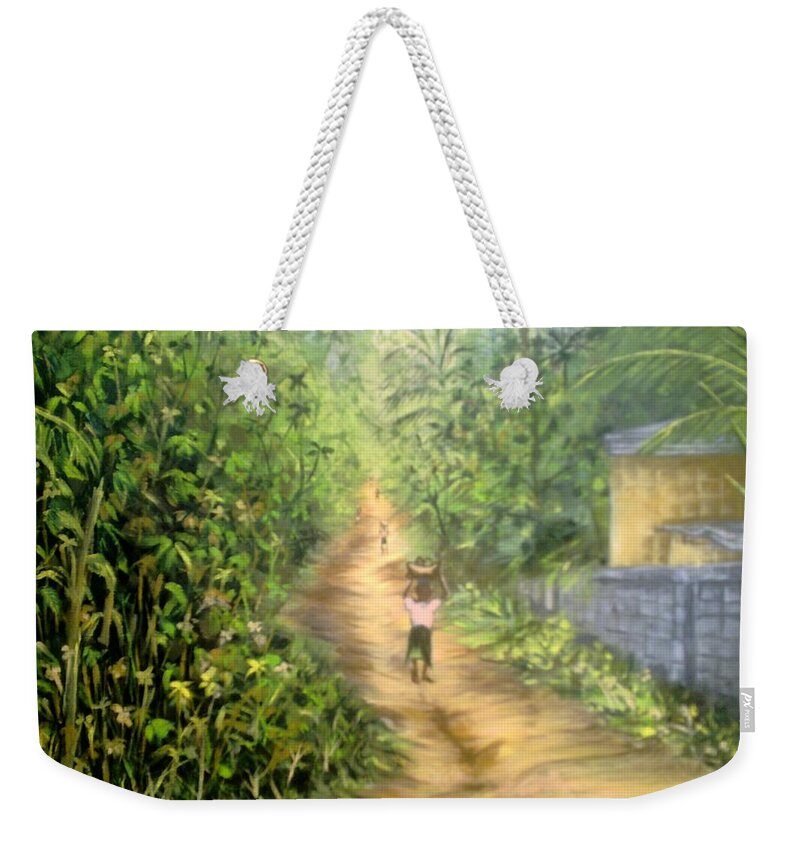 Culture Weekender Tote Bag featuring the painting My Village by Olaoluwa Smith