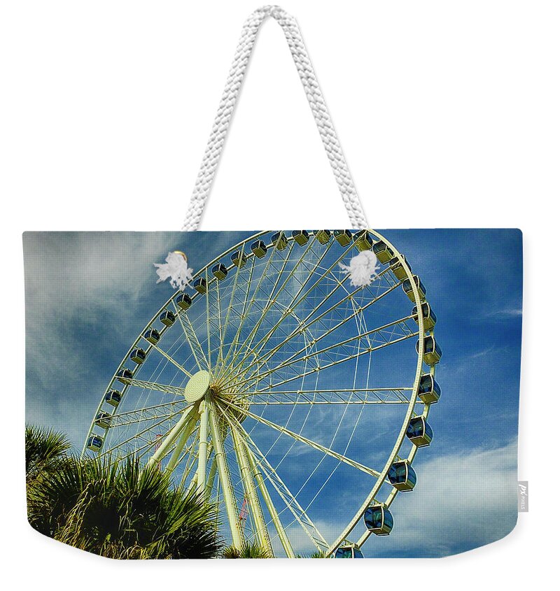 Myrtle Beach Weekender Tote Bag featuring the photograph Myrtle Beach Skywheel by Bill Barber