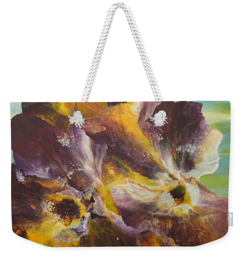 Abstract Weekender Tote Bag featuring the painting Mysterious by Soraya Silvestri