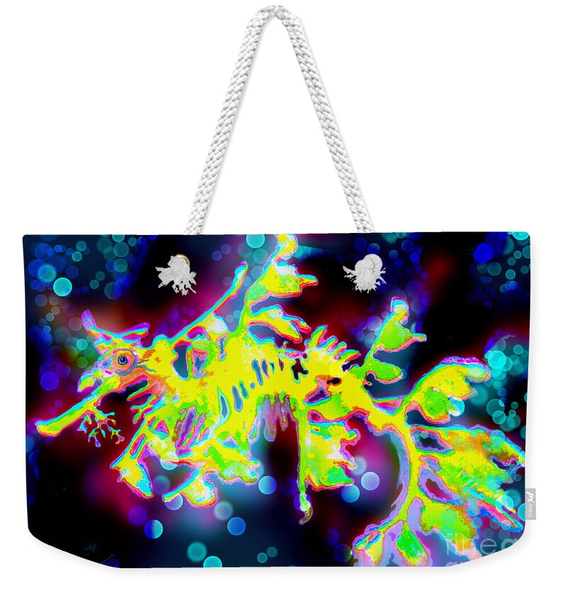 Leafy Sea Dragon Weekender Tote Bag featuring the painting Mystical Leafy Sea Dragon by Nick Gustafson