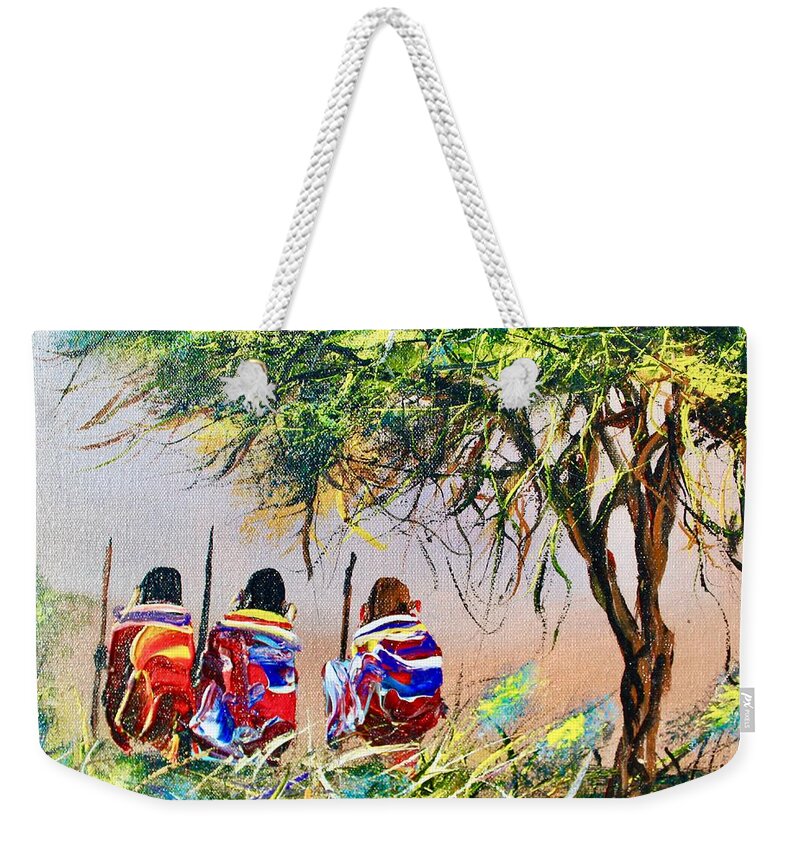 Africa Weekender Tote Bag featuring the painting N 125 by John Ndambo