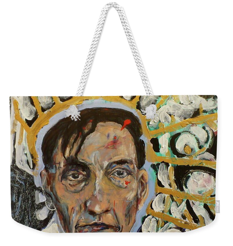 Mixed Medium Weekender Tote Bag featuring the painting Naked Lunch by Todd Peterson