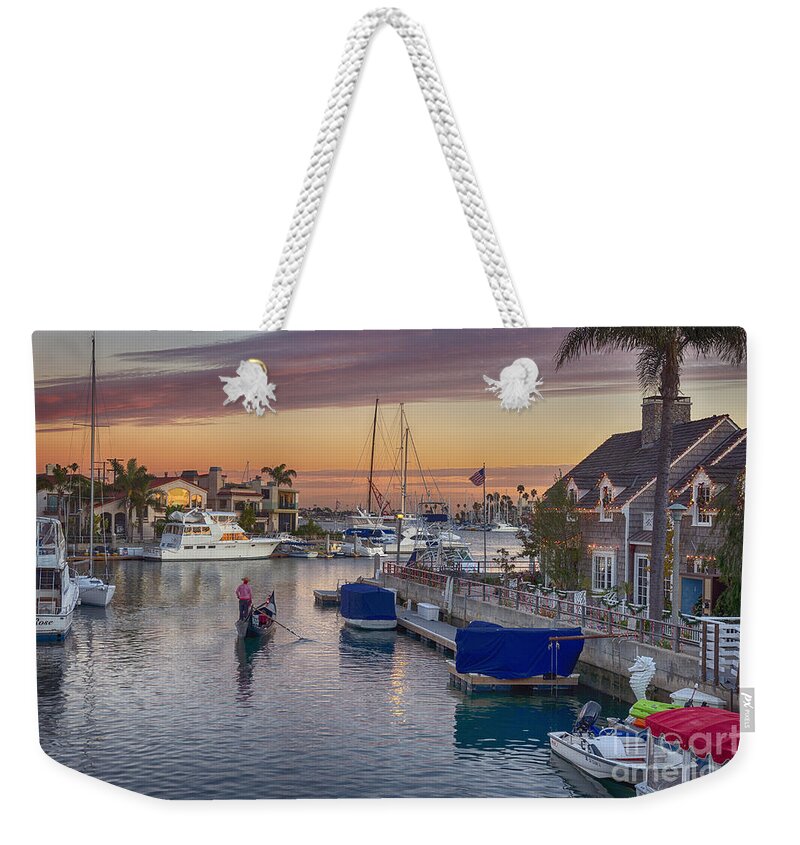Naples Canals Weekender Tote Bag featuring the photograph Naples Canal Gondoleer by David Zanzinger