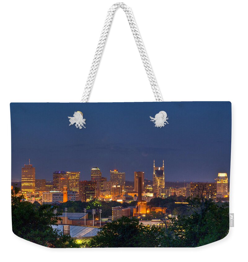 Nashville Weekender Tote Bag featuring the photograph Nashville by Night 2 by Douglas Barnett