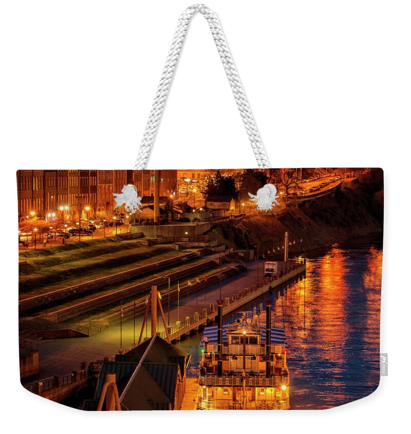 Nashville Riverfront Weekender Tote Bag featuring the photograph Nashville Riverfront by Diana Powell