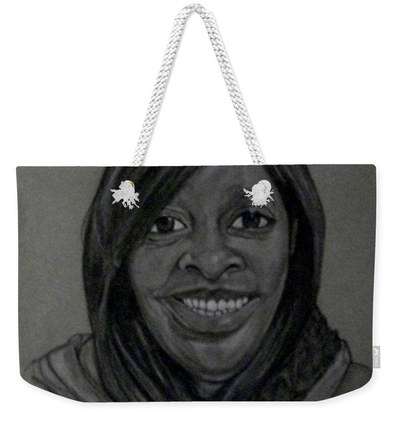 Custom Portrait Weekender Tote Bag featuring the drawing Nate Mother by Michelle Gilmore