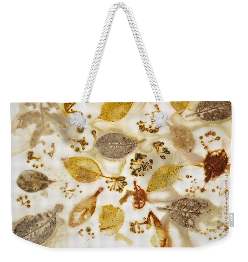 Leaves Weekender Tote Bag featuring the painting Natural Elements 1 by Lynda Hoffman-Snodgrass