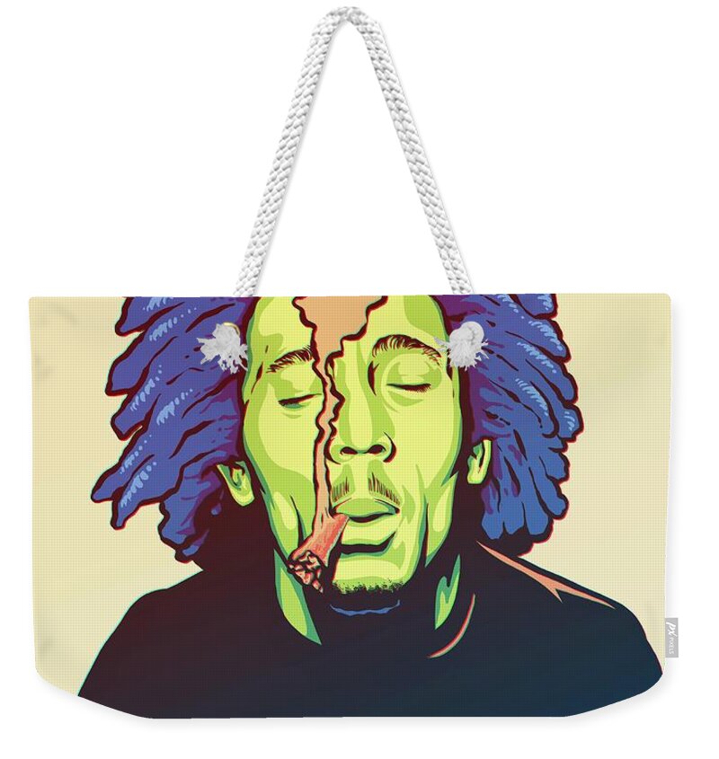 Bob Marley Weekender Tote Bag featuring the drawing Natural Mystic by Miggs The Artist