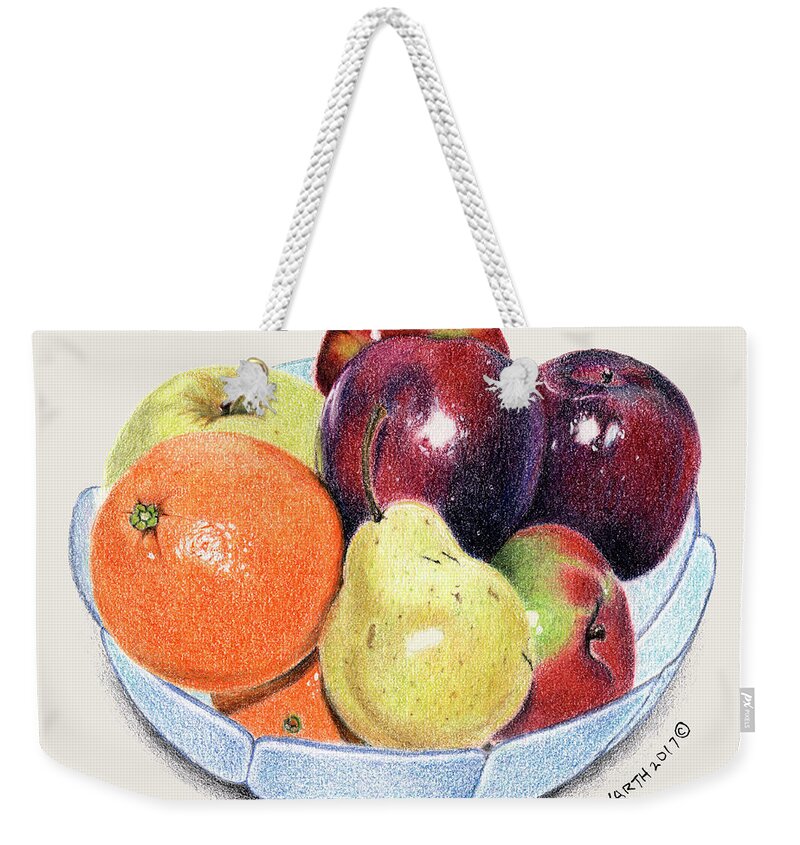 Fruit Weekender Tote Bag featuring the drawing Nature's Candy by Louise Howarth