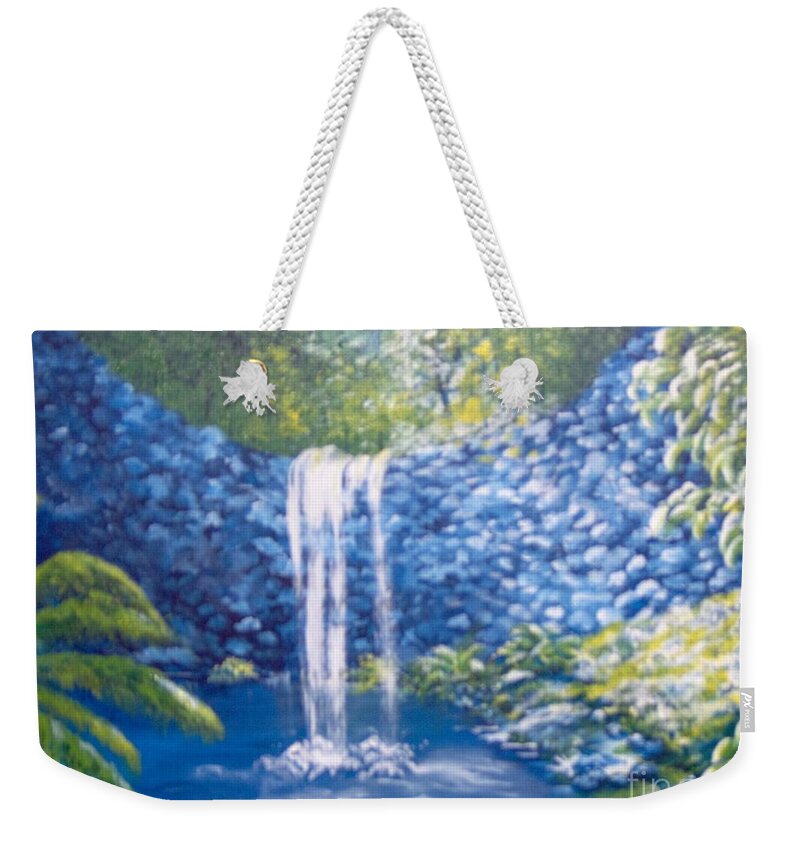 Palm Trees Weekender Tote Bag featuring the painting Nature's Pool by Saundra Johnson