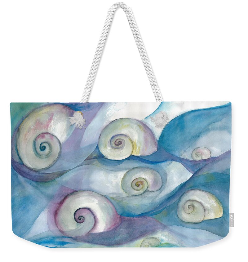 Nautilus Weekender Tote Bag featuring the painting Nautilus Abstract by Kelly Perez