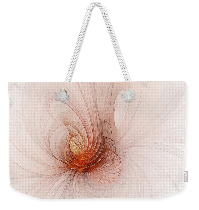 Spiral Weekender Tote Bag featuring the digital art Nautilus in the Fractal Ether by Doug Morgan