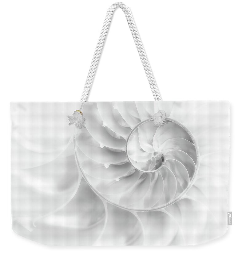 Abstract Weekender Tote Bag featuring the photograph Nautilus Shell in High Key by Tom Mc Nemar