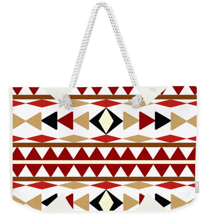 Navajo White Weekender Tote Bag featuring the mixed media Navajo White Pattern Art by Christina Rollo