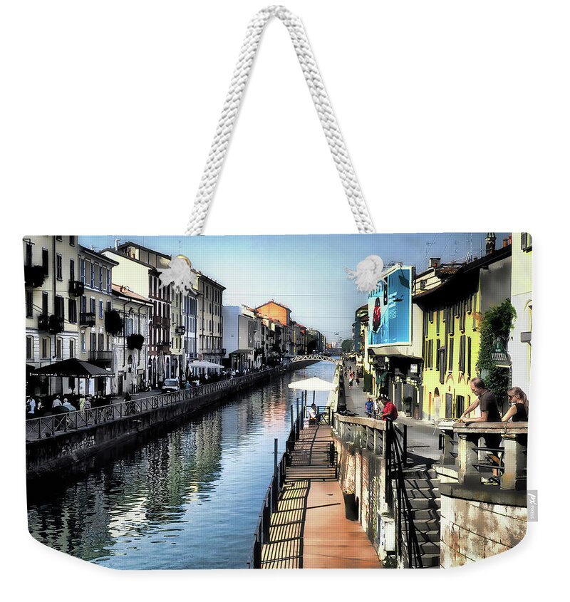 Milan Weekender Tote Bag featuring the photograph Navigli Milano by Jim Hill