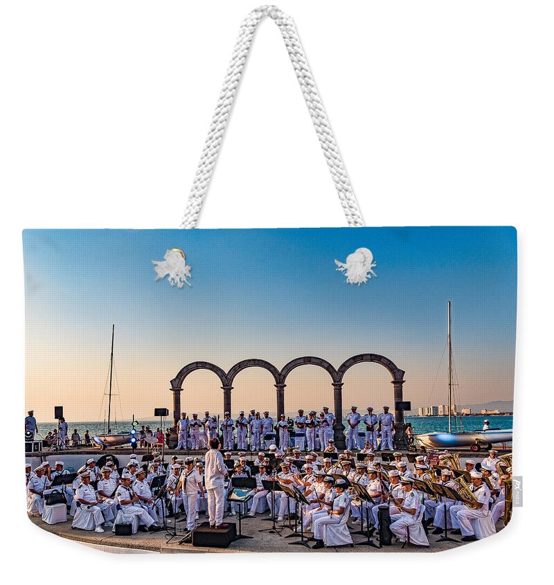 Arches Weekender Tote Bag featuring the photograph Navy Band at Los Arcos by Paul LeSage