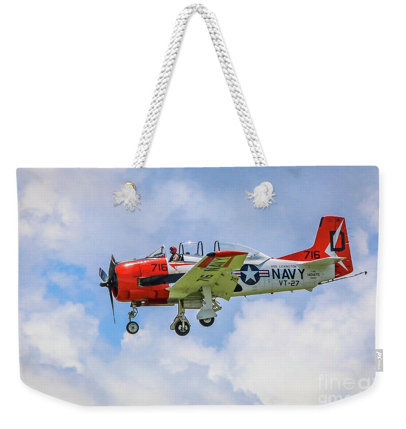 Navy Weekender Tote Bag featuring the photograph Navy Trainer #2 by Tom Claud