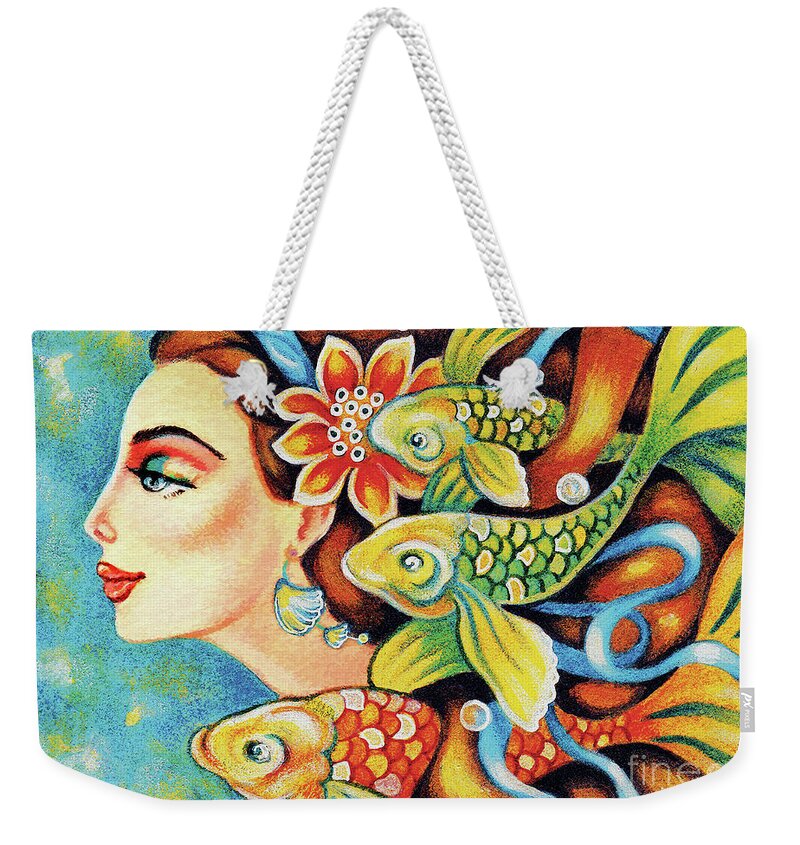 Sea Goddess Weekender Tote Bag featuring the painting Nefertiti Sea Journey by Eva Campbell