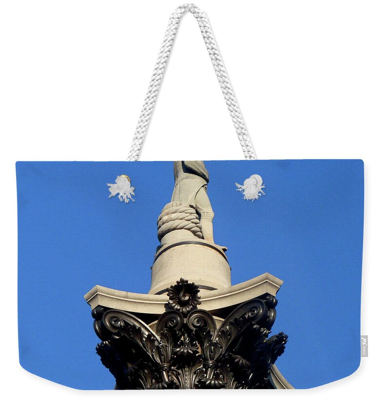 London Weekender Tote Bag featuring the photograph Nelson's Column, Trafalgar Square, London by Misentropy