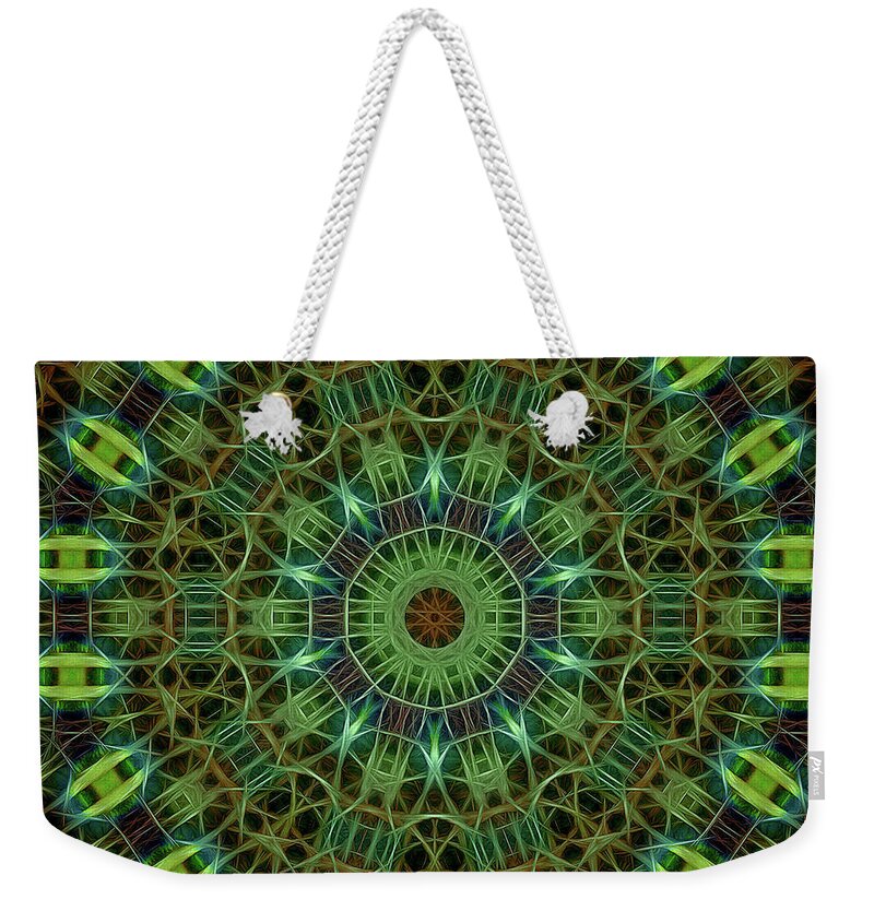 Tao Weekender Tote Bag featuring the painting Neon Mandala, Nbr 19F by Will Barger