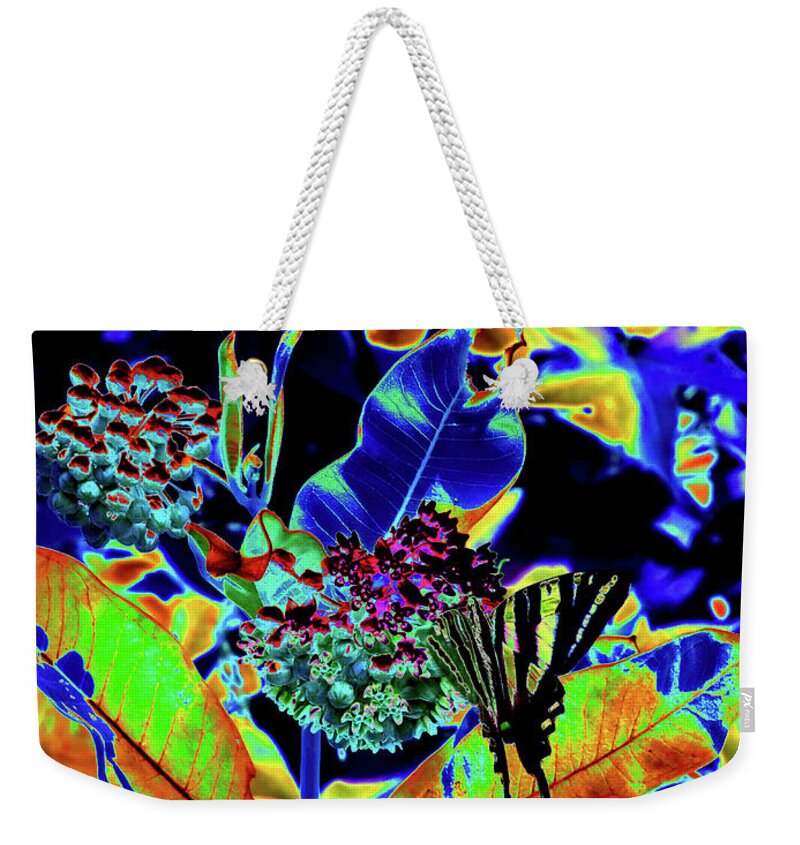 Neon Weekender Tote Bag featuring the digital art Neon Nature by Kimmary MacLean