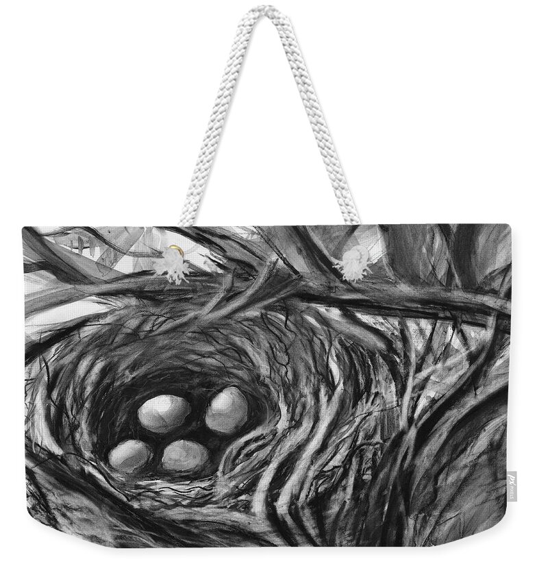 Bird Weekender Tote Bag featuring the painting Nesting Eggs by Sheila Johns