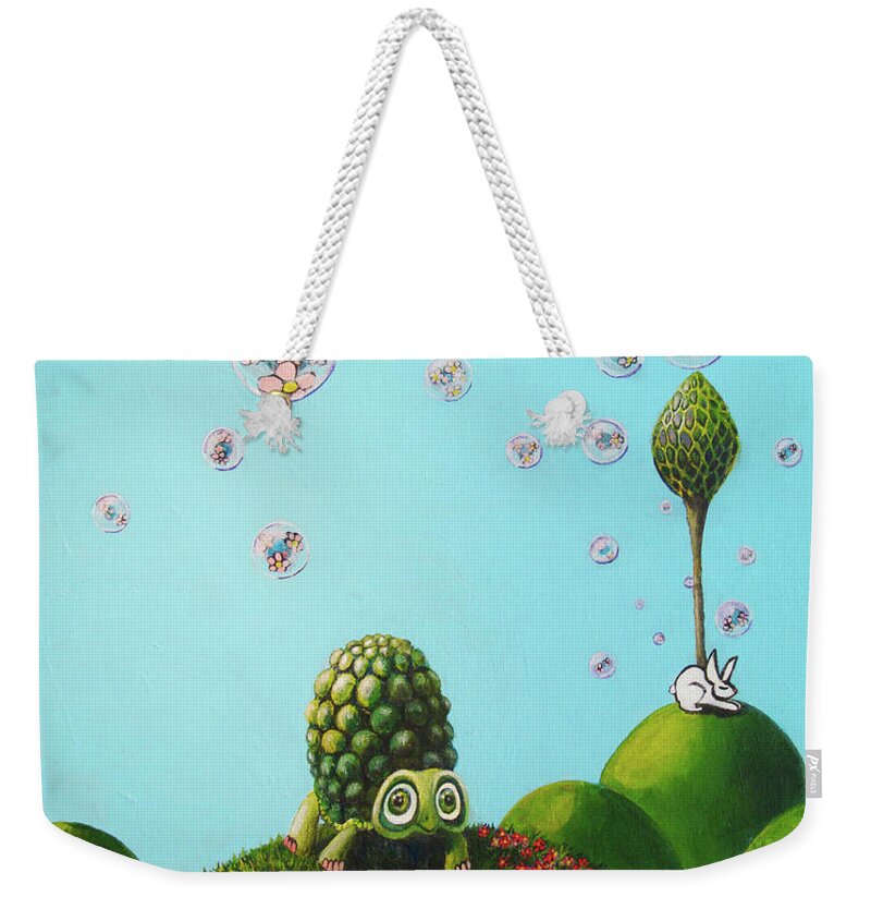 Turtle Weekender Tote Bag featuring the painting Never Give Up by Mindy Huntress