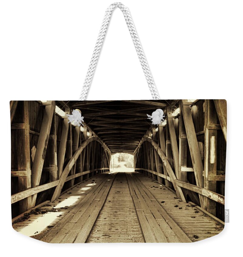 Covered Bridge Weekender Tote Bag featuring the photograph Nevins Bridge by Joanne Coyle