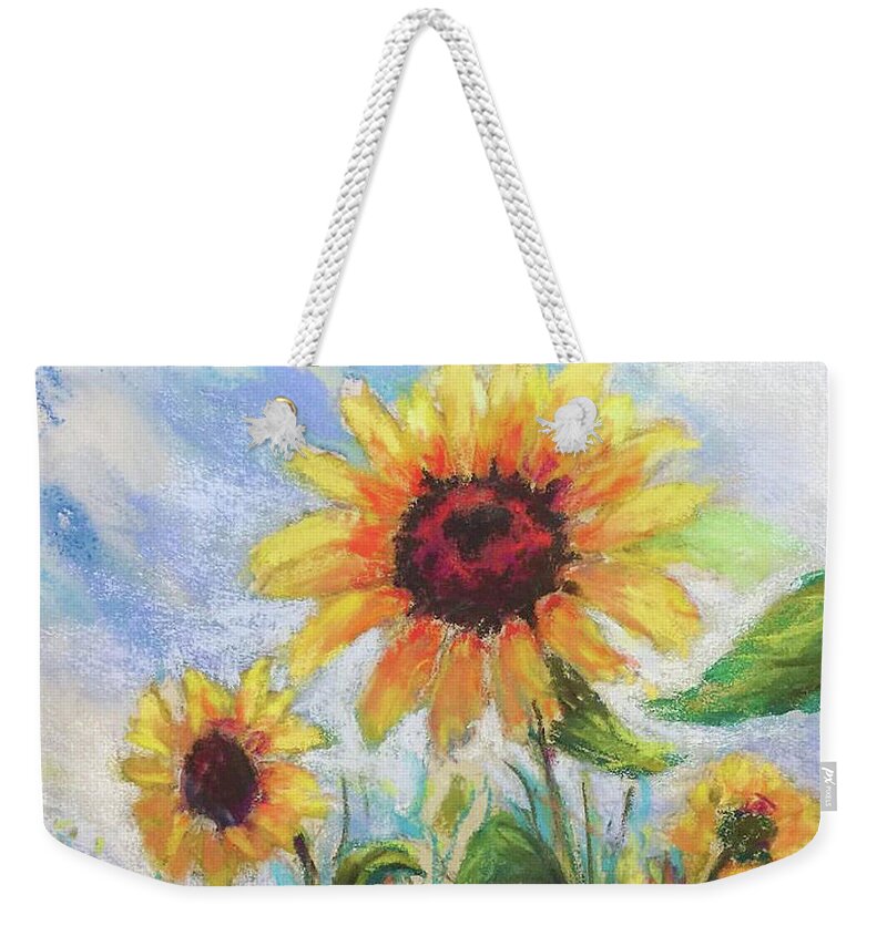 Sunflower Weekender Tote Bag featuring the painting New Beginnings by Susan Jenkins