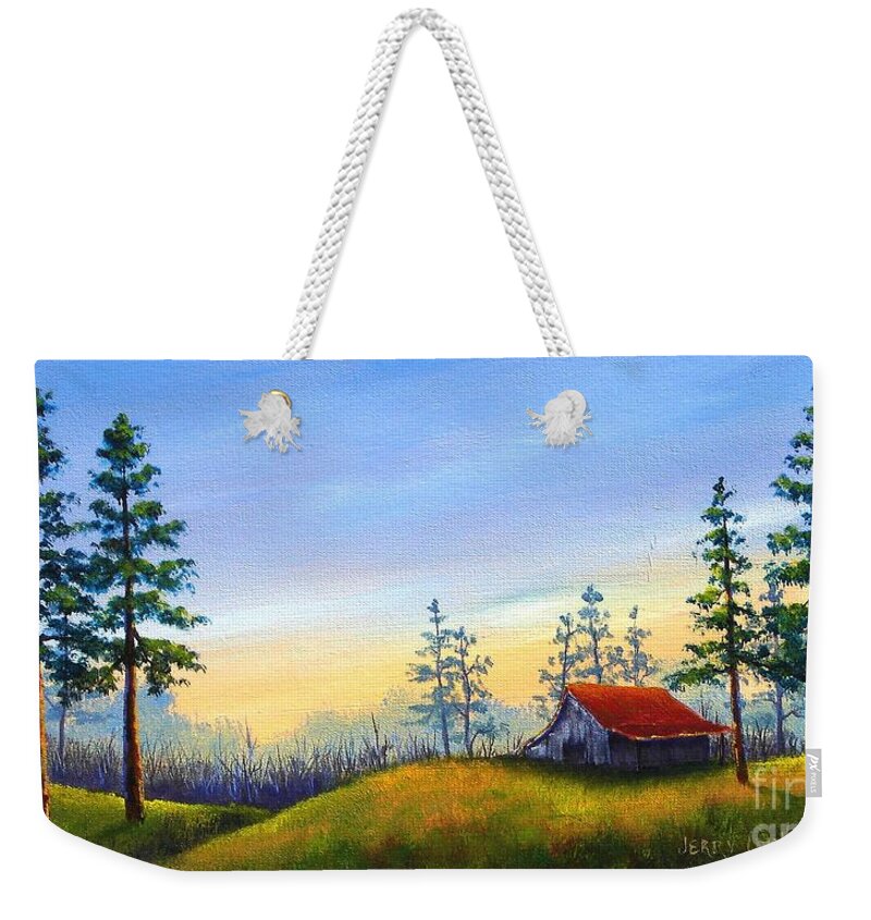 Landscape Weekender Tote Bag featuring the painting New Day by Jerry Walker