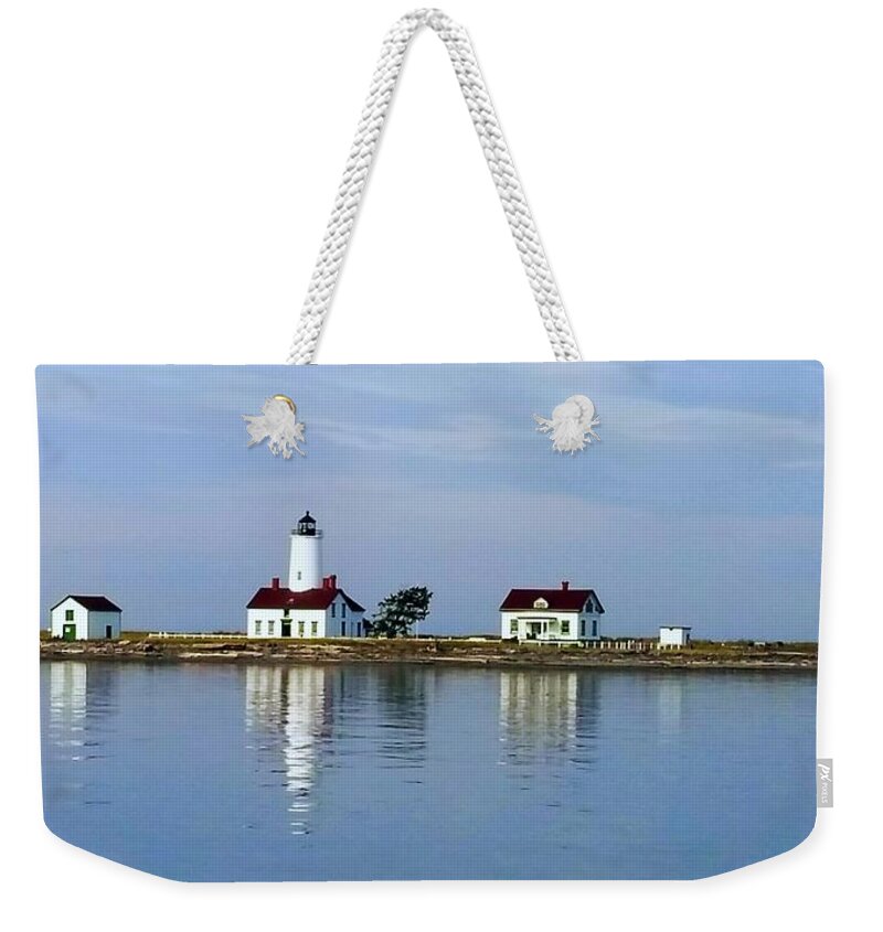 Lighthouse Weekender Tote Bag featuring the photograph New Dungeness Lighthouse Sequim, WA by Alexis King-Glandon