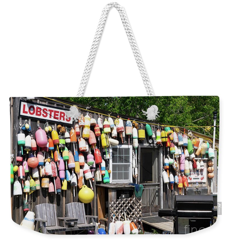 Buoys Weekender Tote Bag featuring the photograph New England Lobster Shack by Cathy Donohoue