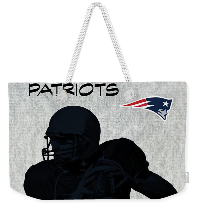New England Weekender Tote Bag featuring the digital art New England Patriots Football by David Dehner