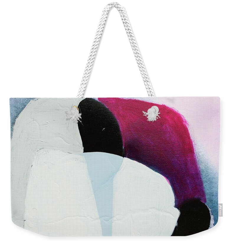 Abstract Weekender Tote Bag featuring the painting New Haircut by Claire Desjardins