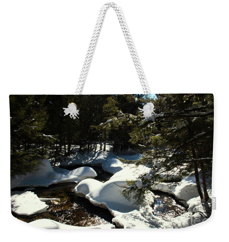 Brook Weekender Tote Bag featuring the photograph New Hampshire Brook by Mim White