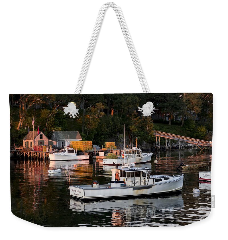 Boats Weekender Tote Bag featuring the photograph New Harbor, Maine by David Kay