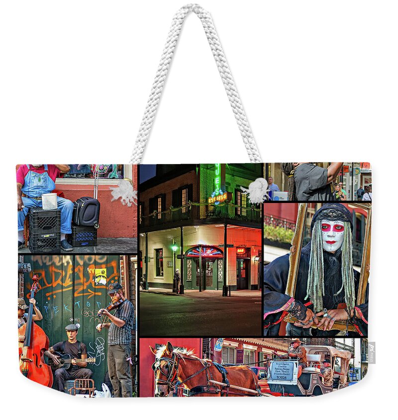 New Orleans Weekender Tote Bag featuring the photograph New Orleans French Quarter Collage 2 by Steve Harrington