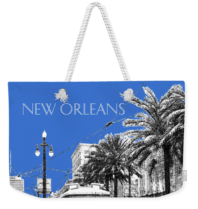 Architecture Weekender Tote Bag featuring the digital art New Orleans Skyline Street Car - Blue by DB Artist